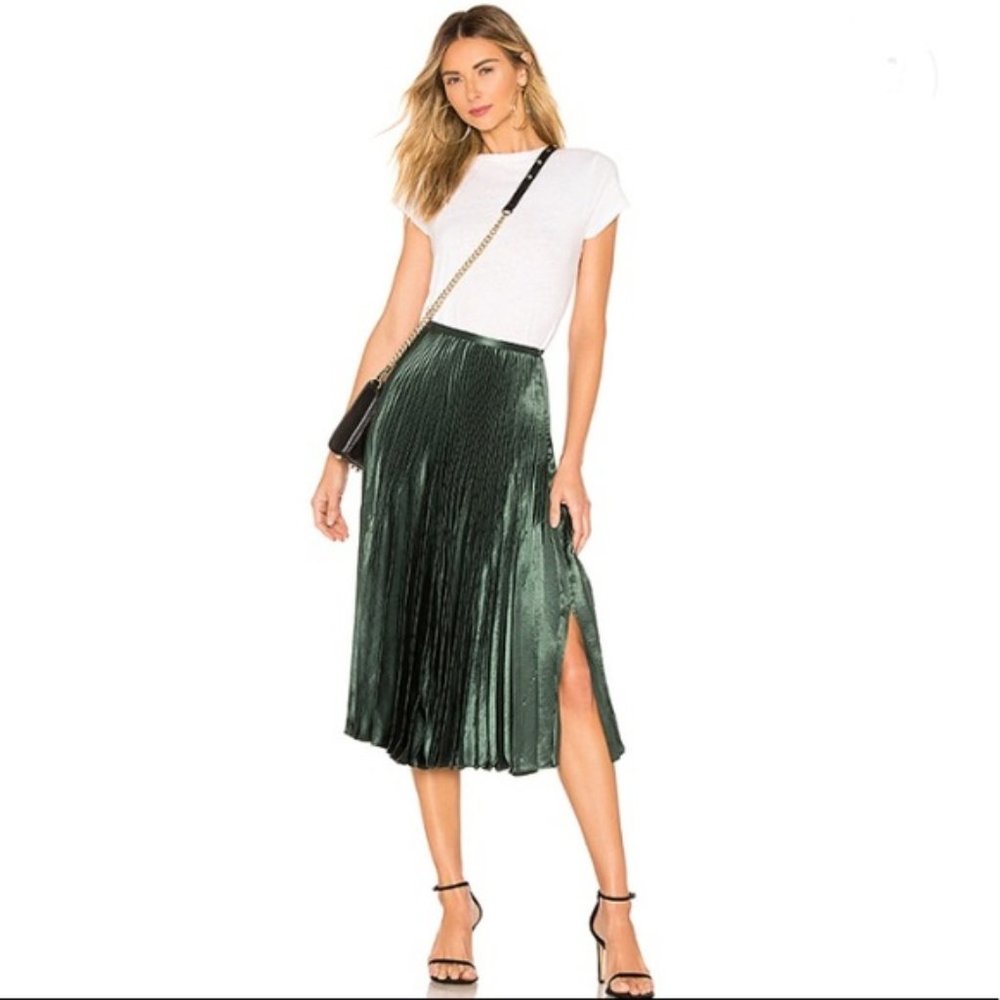 Vince Womens Green Pleated Skirt Size 12